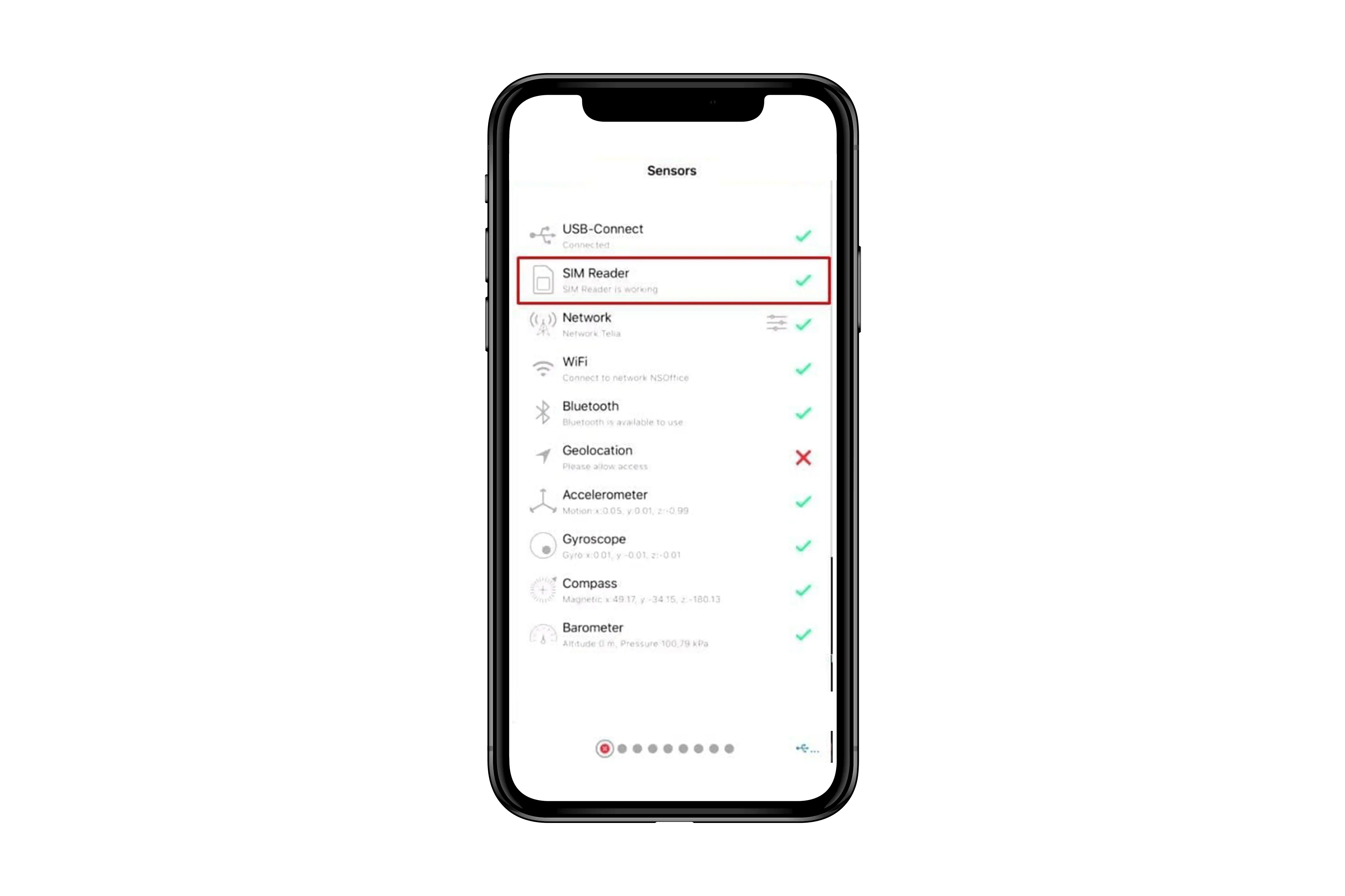 SIM card reader testing application